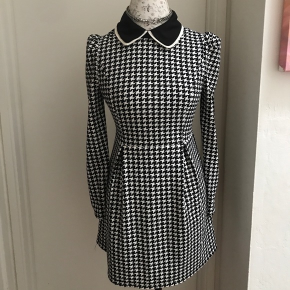 Houndstooth vintage collared dress. - Picture 2 of 3